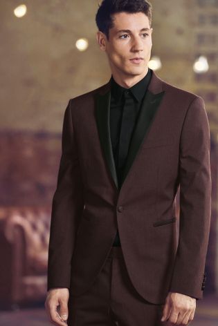 Burgundy Texture Tuxedo Suit Jacket